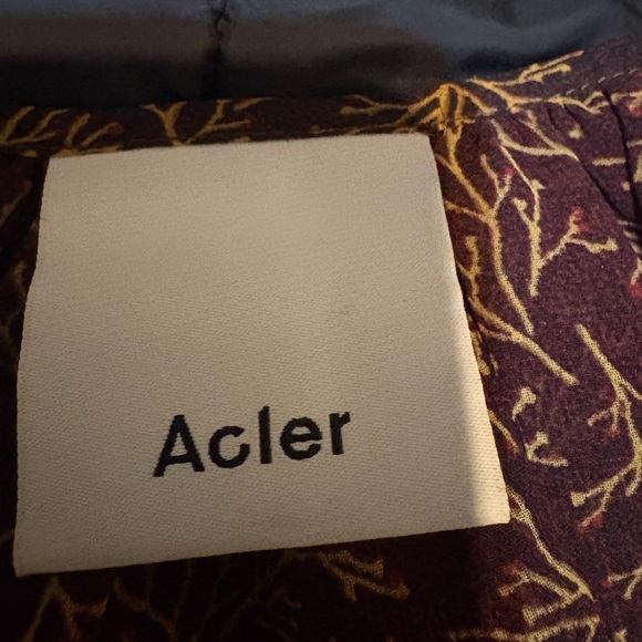 Acler Size S Brown & Yellow Long Sleeve Beaded Detail Ruffle Blouse Designer